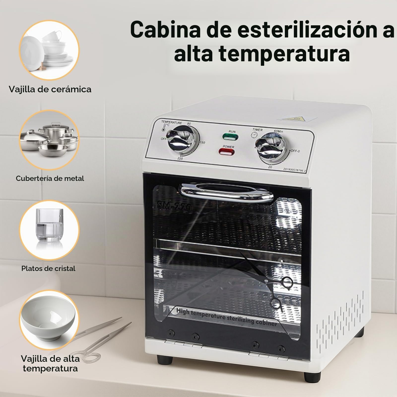 Esterilizador de alta temperatura,autoclave esterilizador de calor seco de gran capacidad,esterilizador de aire caliente con control de temperatura y temporizador,adecuado para herramientas el cabello