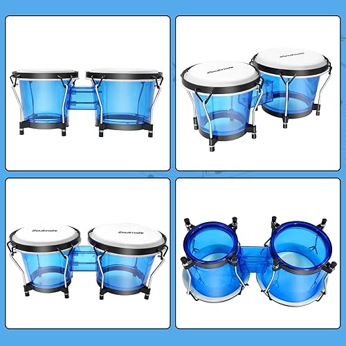 Miniatura 6 de Soulmate Juego de Bongos para Adultos Principiantes Niños de 6" y 7" Juego de Bongos Profesionales Cavidad Transparente y Bongos de Metal