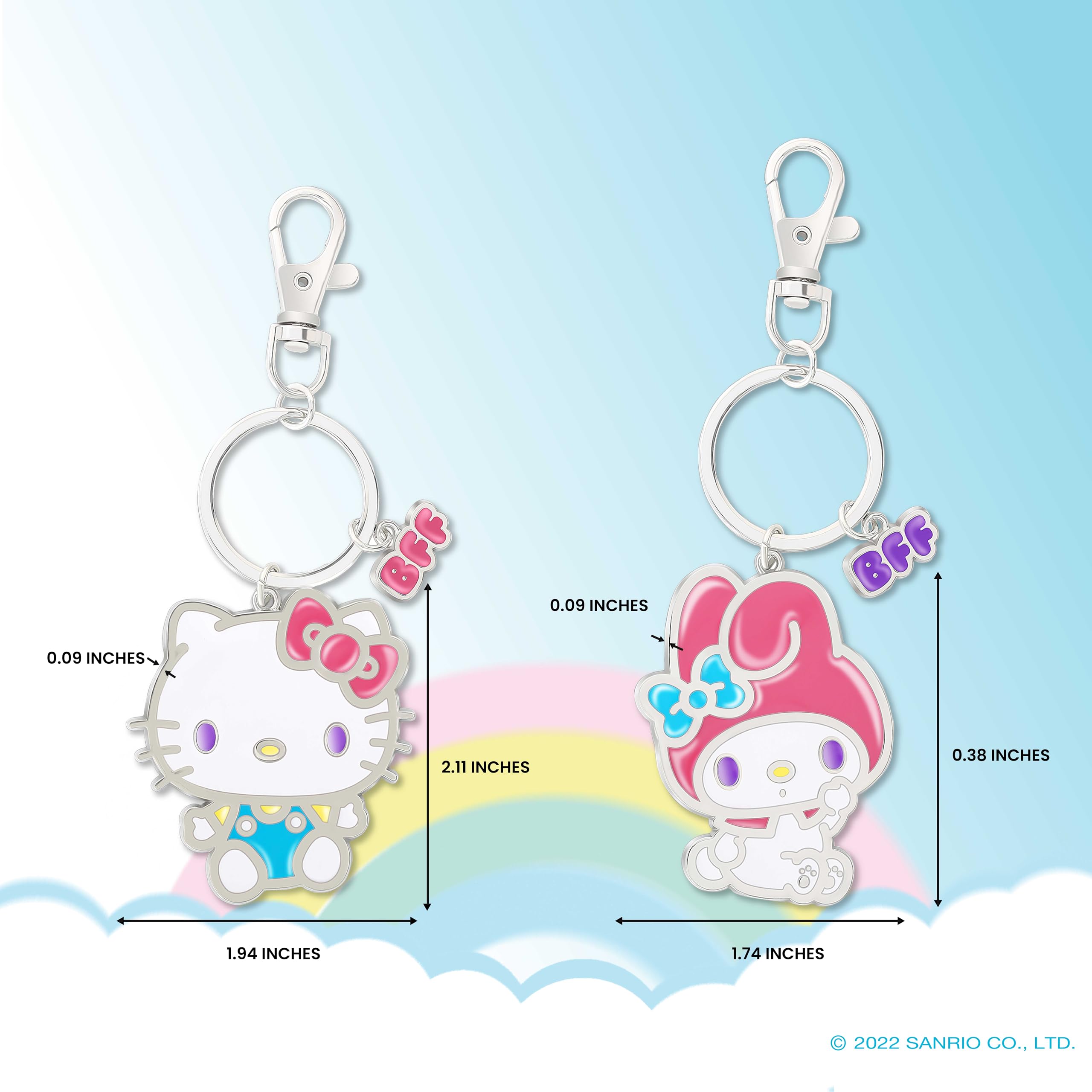 Hello Kitty Keychain BFF Set of 2 - My Melody and Hello Kitty Sanrio Keychain Set Official License