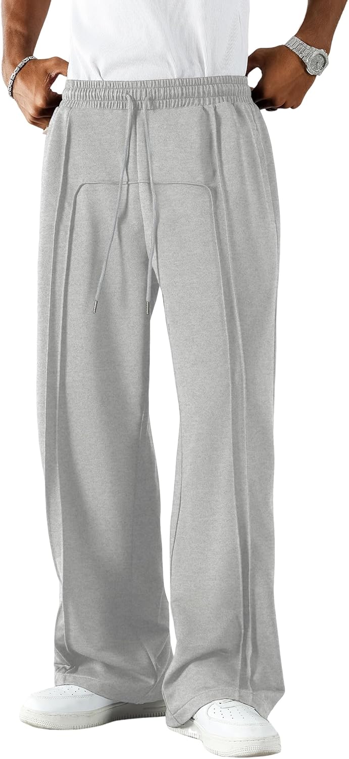 ZAFUL Mens Wide Leg Sweatpants Casual Straight Baggy Drawstring Loose Fit Sweats Basic Workout Track Pants with Pockets