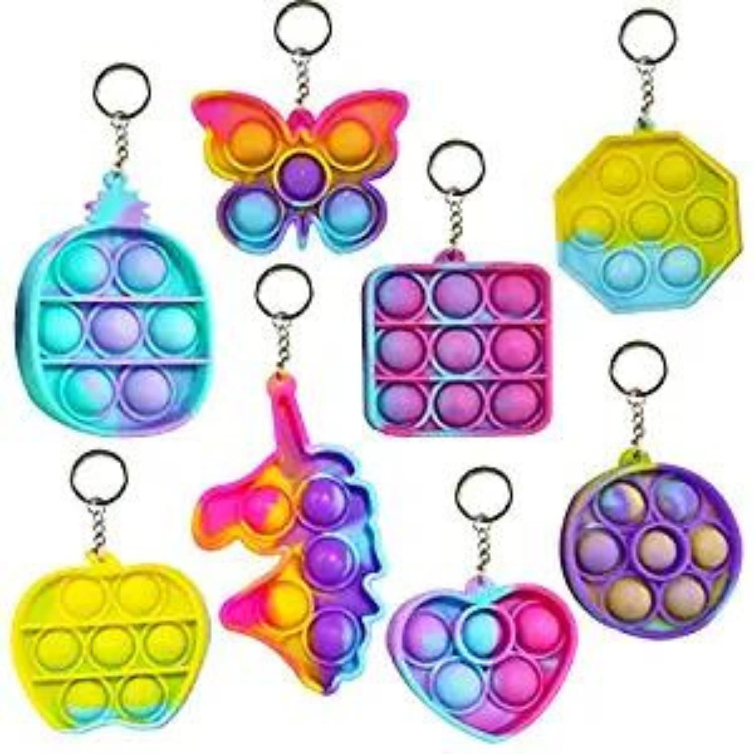 Urban Festivities 6 Pcs Unicorn Pop It Keychain Rainbow Pop it Fidget Toys Best Birthday Return Gifts for Kids Pop it Push Pop Bubble Fidget Toy for Kids Birthday Party- Girls Pop it Gifts (Pack of 6) | birthday return gifts for kids |
