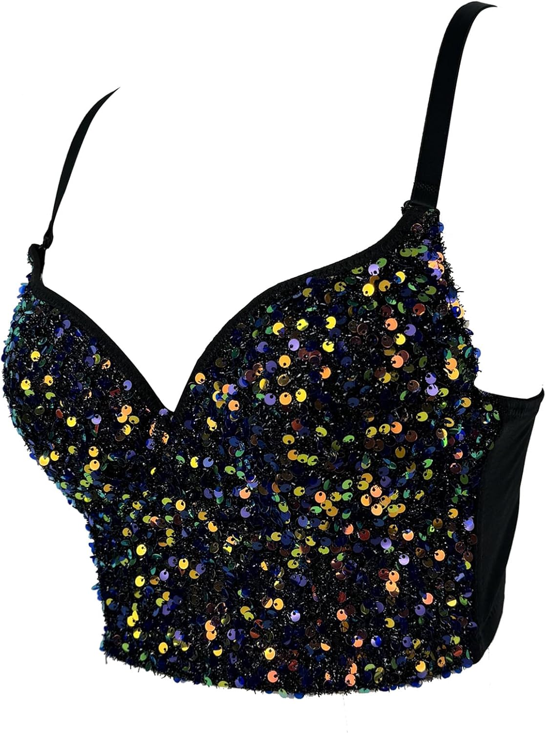 Women's Sequin Bustier Crop Top Corset Push up Bra Club Party Glitter Vest