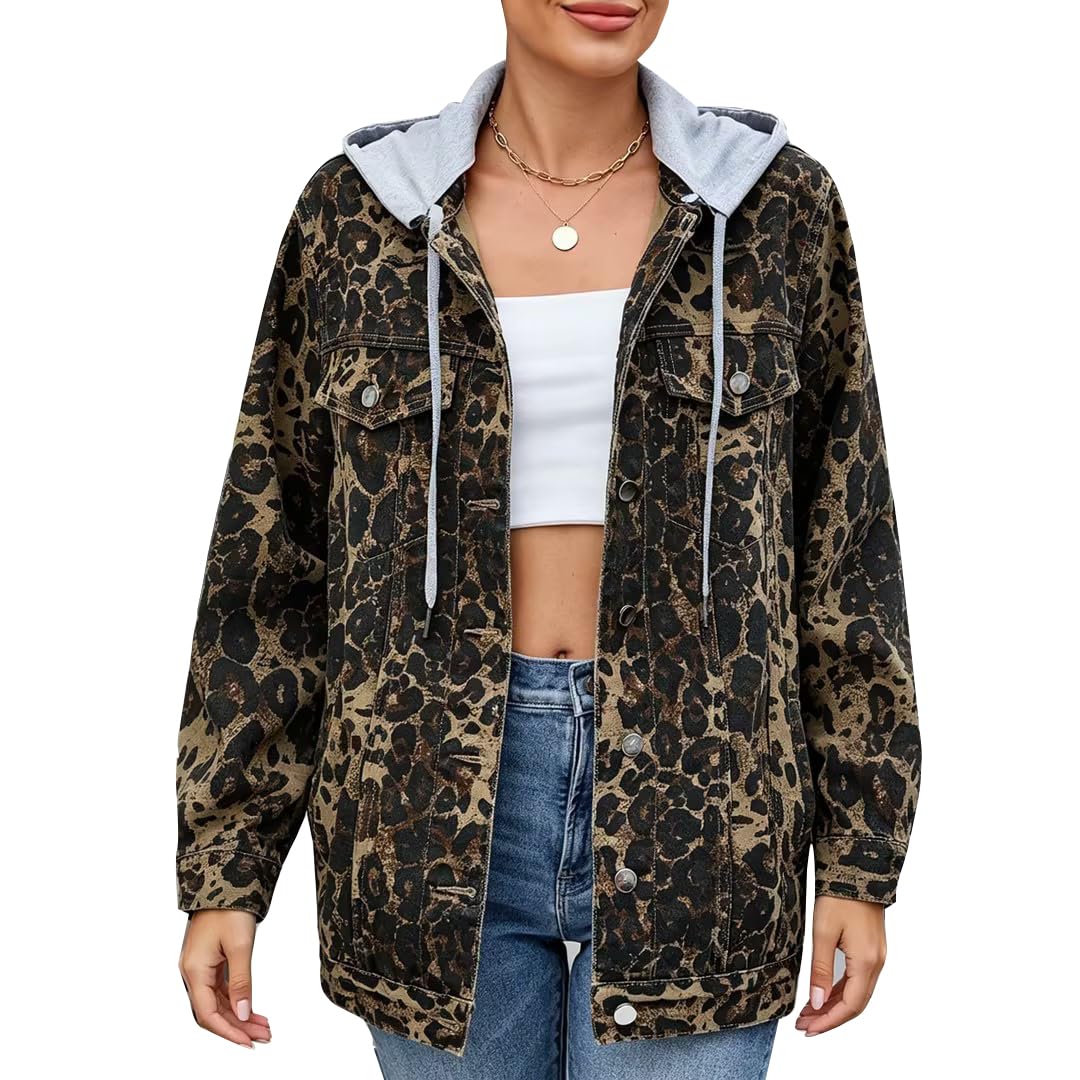 Mujer Chaqueta Vaquera de Camionero Retro Clásico Corte Holgado Denim Lavado Trucker Manga larga Abrigo de largo medio con Botones para uso diario