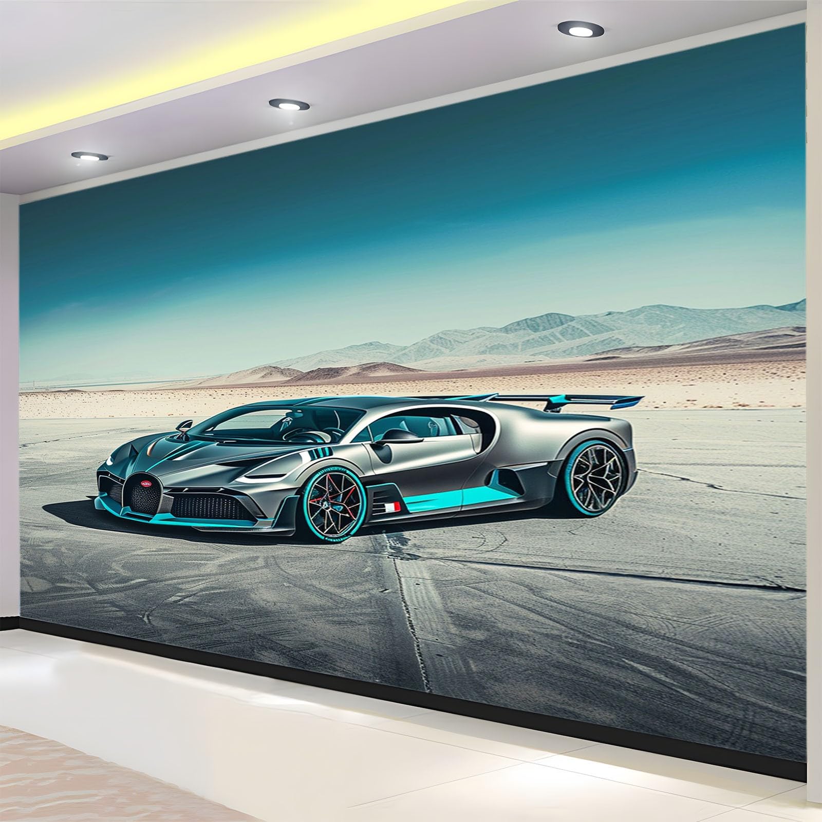 Générique Papier Peint Panoramique Paysage De Voiture De Sport 300 x 210 cm Poster Geant Mural 3D, Tapisserie Photo Peinture Murale, Papier Peint Intissé Fresque pour Salon Chambre Toile Fond TV