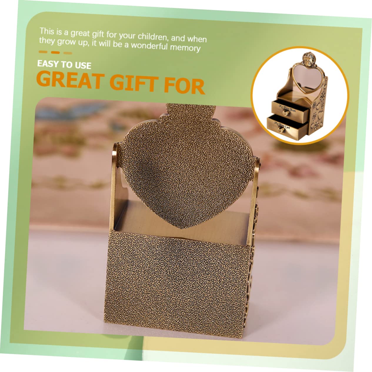 UPKOCH Caja De Almacenamiento De Dientes y Cabello Para Bebés Caja De Recuerdos De Metal Diseño Vintage Para Primer y Mechón De Cabello Para Mamás y Niño Niña