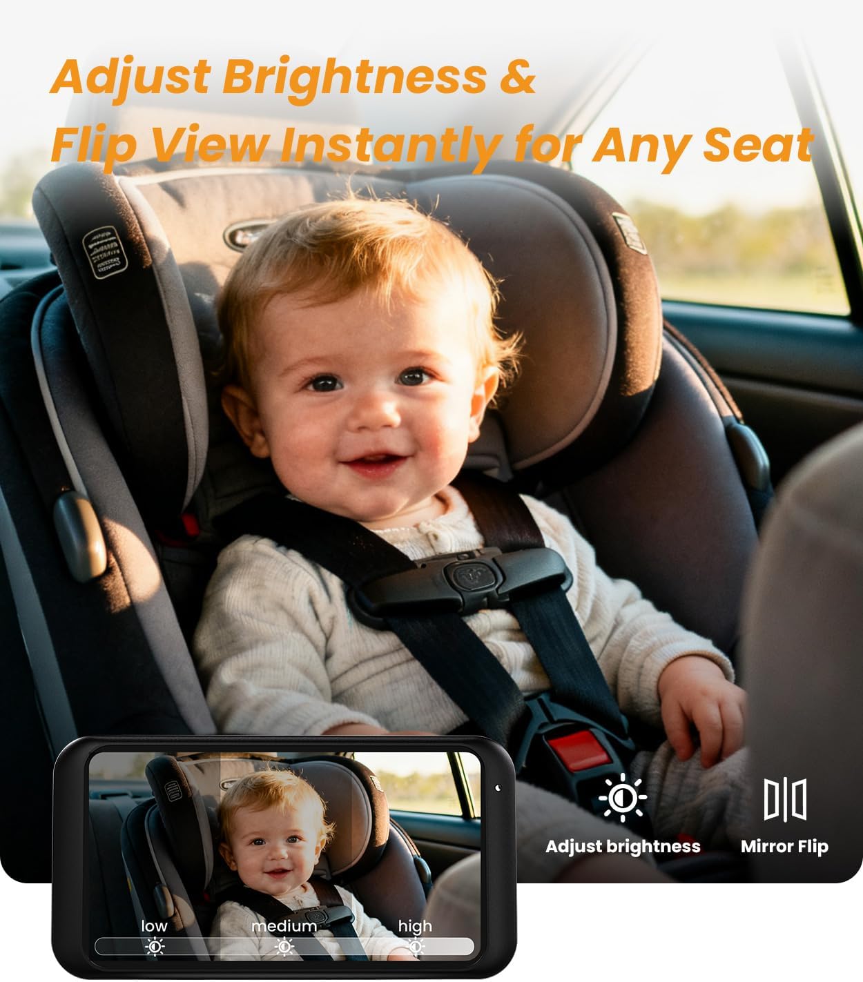 Babyvue BV2MAX Baby Car Camera with Video Record & Playback, 4.5" 1080P HD Monitor IR Night Vision USB Easy Installation,Rear-Facing Backseat Camera for Infant Car Seat(Pink)