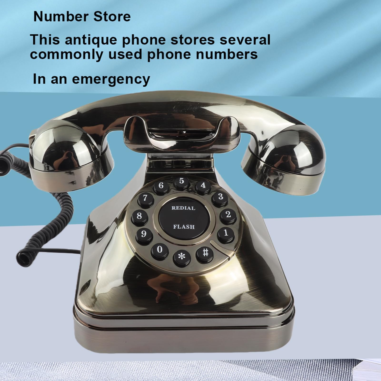 Yctze Antikes Telefon - WX-3011# Vintage Landline Telefon in Antik Bronze, Desktop Anrufer für Zuhause und Büro