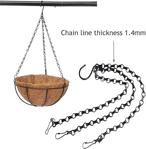 Miniatura 5 de 4 cadenas colgantes de metal negro con soporte de 3 puntos, pintura antioxidante, cadena negra para comederos de pájaros, macetas, linternas, vallas