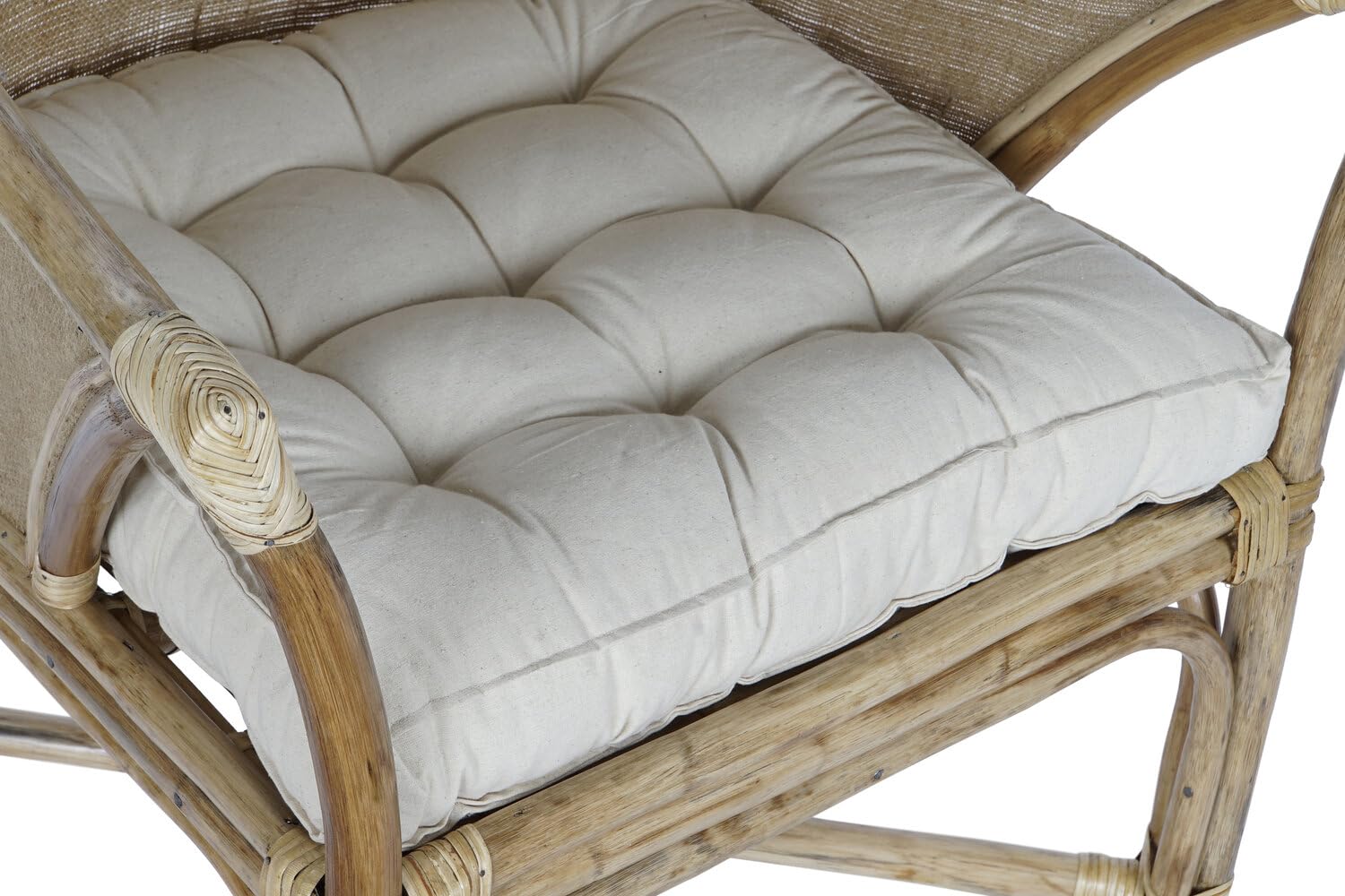Sillón Algodón con Marrón Blanco Ratan Algodón 63x66x88 cm