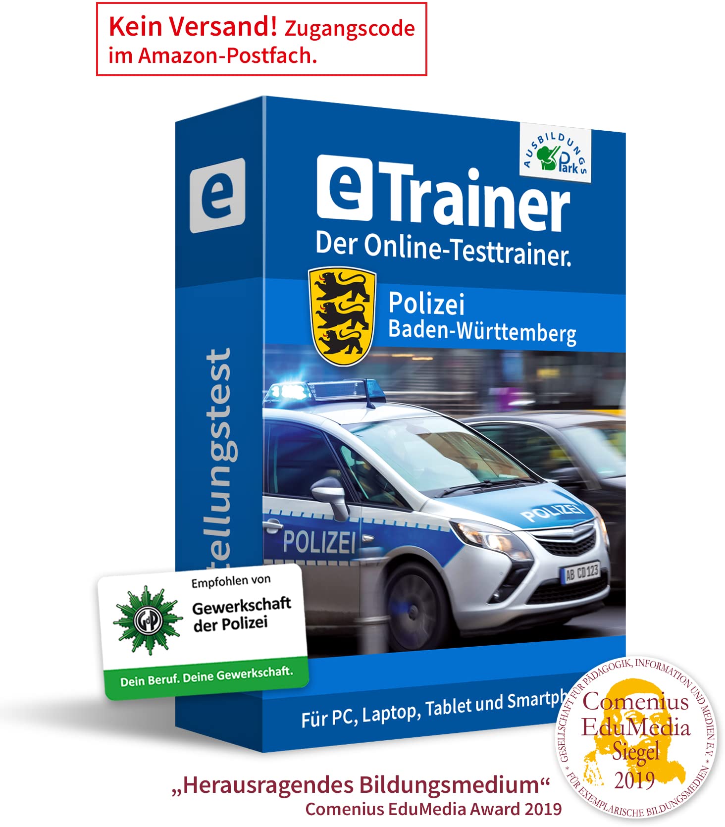 Polizei Baden-Württemberg Einstellungstest 2026: eTrainer – Der Online-Testtrainer | Über 1.600 Aufgaben m. Lösungen: Sprachbeherrschung, Allgemeinwissen, Konzentration und mehr | Eignungstest üben