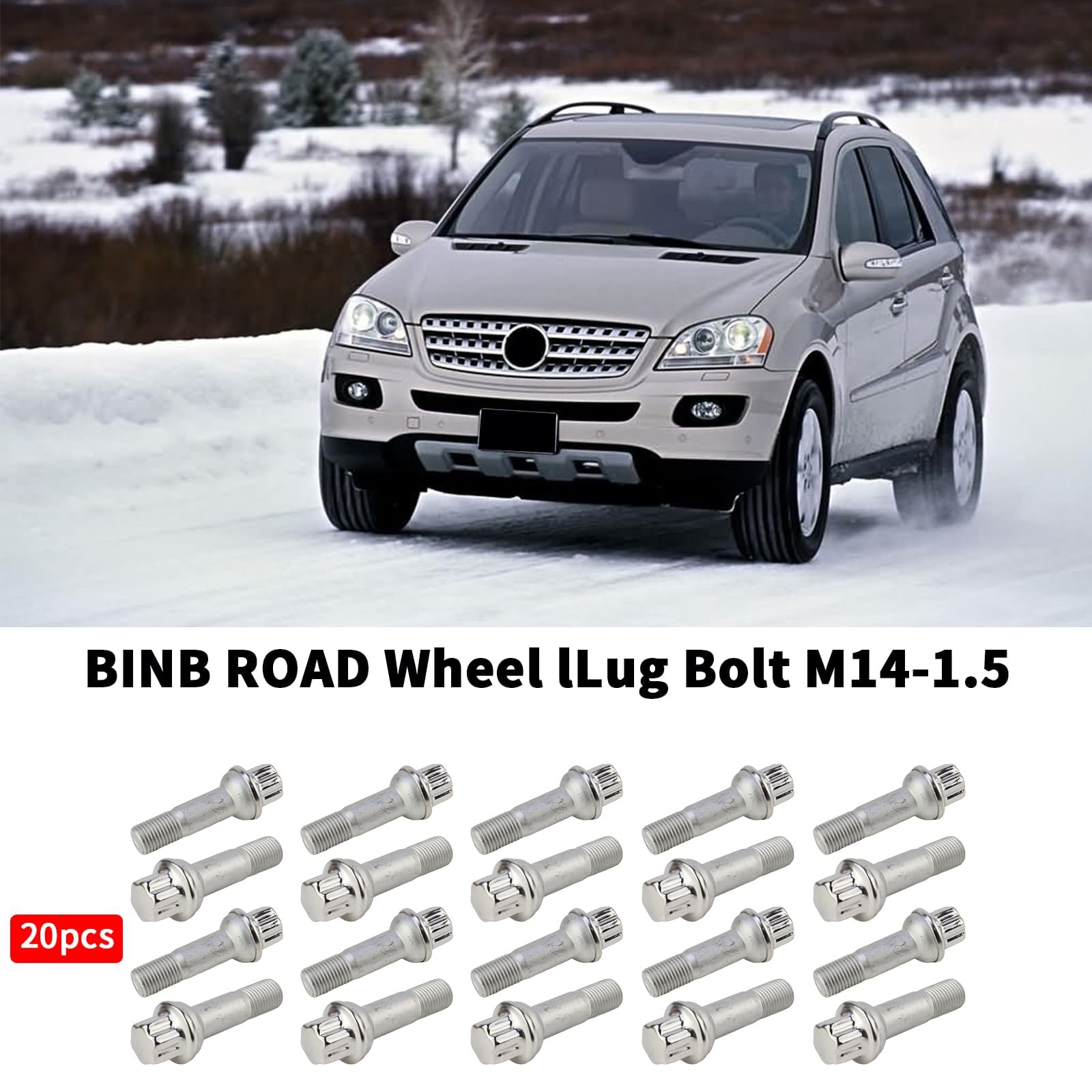 20 sztuk nakrętek kołowych 14 mm x 1,5 kołek ze stali nierdzewnej pasuje do Mercedes Benz GLE320 GLE400 ML500 S550 CL63 ML350 CL500 GL450 GLS450 S400 S500 S600 S63 0000 99054 07