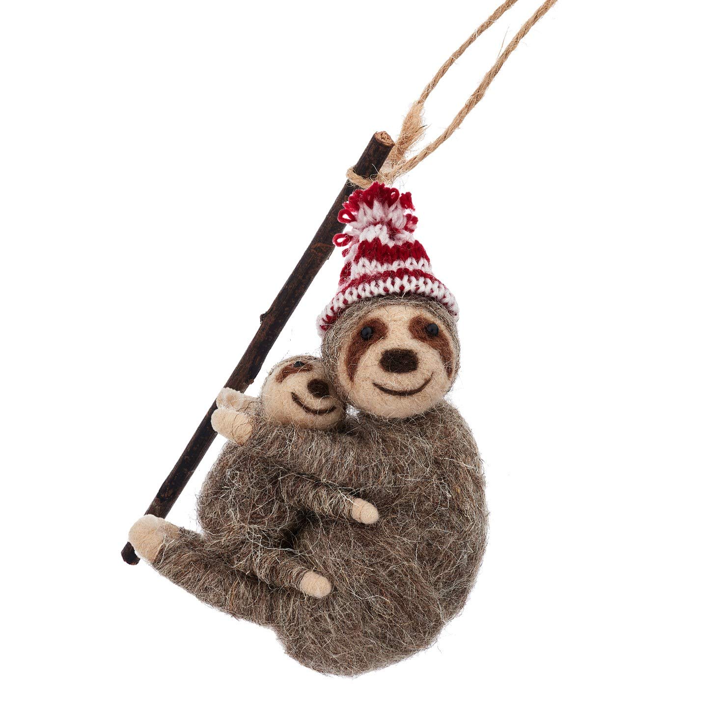 Sass & Belle Mum And Baby Sloth Sass And Belle Festive Felt And Wool Animals Various Designs Including Mice, Unicorn, Dogs, Cats, Badgers (Mum And Baby Sloth)