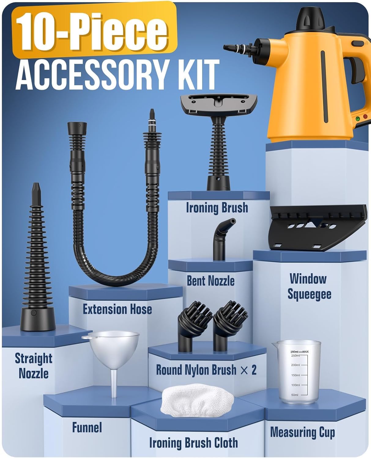 Pulitore A Vapore Portatile Klona - 10 Accessori, Potente E Senza Chimici, Per Casa E Auto - Foto 7