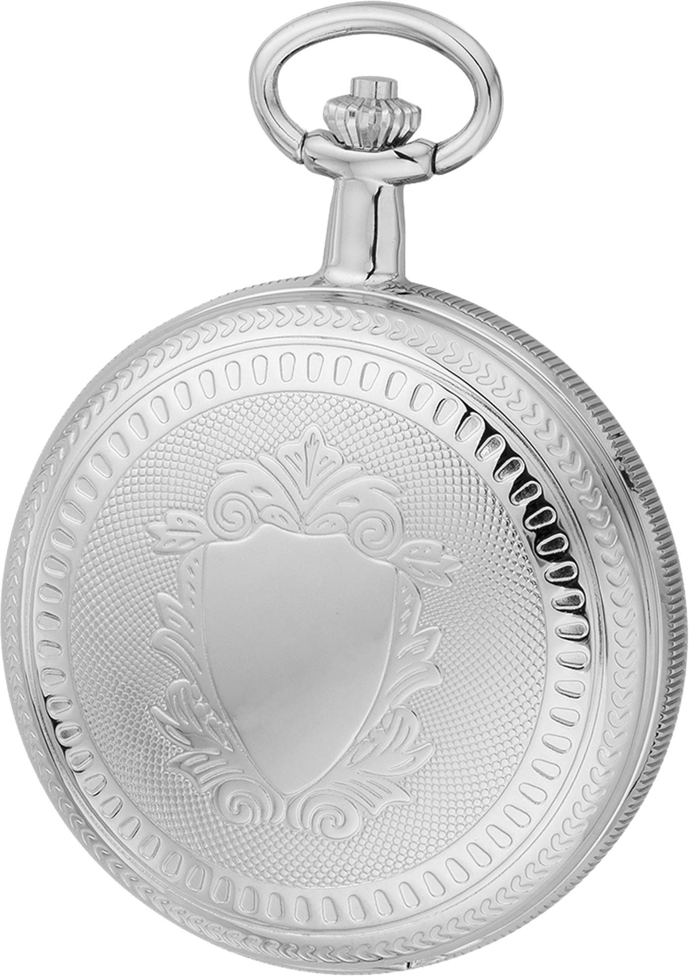 Eichmüller mechanische Edelstahl Skelett Taschenuhr Silber mit Kette und Etui, Handaufzug mit ca. 40 Stunden Gangreserve