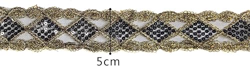 Miniatura 8 de levylisa 10 yardas de encaje con lentejuelas y ribete de malla de encaje, apliques de cinta de encaje, suministros de costura para manualidades