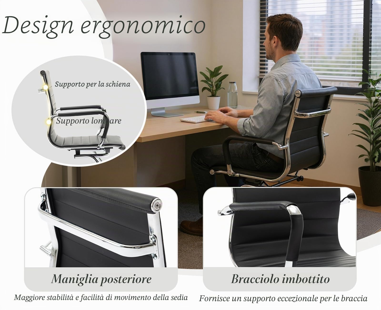 chairus Set 2 Sedie Ufficio in Ecopelle Sedia Reception per Sala Riunioni Sedie Ufficio senza Ruote Sedia Cantilever con Braccioli Sedie per Ospiti Visitatori per Conferenza/Sala d'attesa, Nero