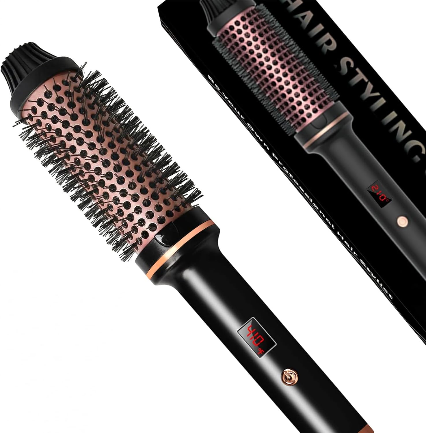 TANSHINE Thermal Brush,1.5 inch Hot Curling Brush Blowout,Heated Round Curling Iron Brush with Dual Voltage for Blowout Look,Hair Curler Volumizing Brush,Hair Curling Wands Bruah for Travel,Black