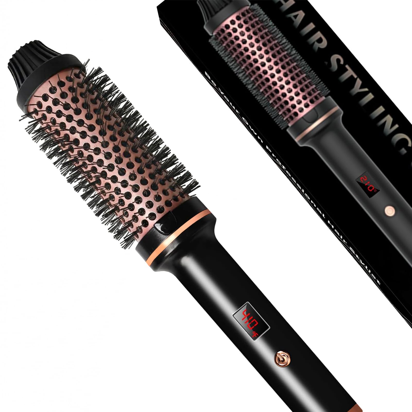 TANSHINE 1.5" Thermal Round Brush, Heated Curling Iron, Black