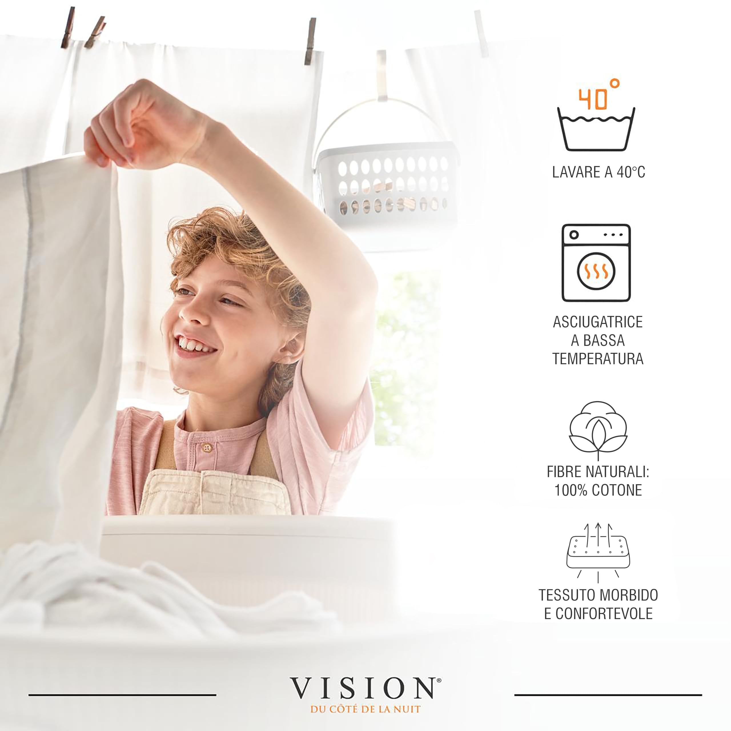 VISION Lenzuolo con angoli - 100% cotone - Letto matrimoniale (180 x 200 cm) - Angoli elasticizzati - Adatto a materassi fino a 30 cm - Certificato Oeko-Tex - Lavabile in lavatrice - Colore: blu navy