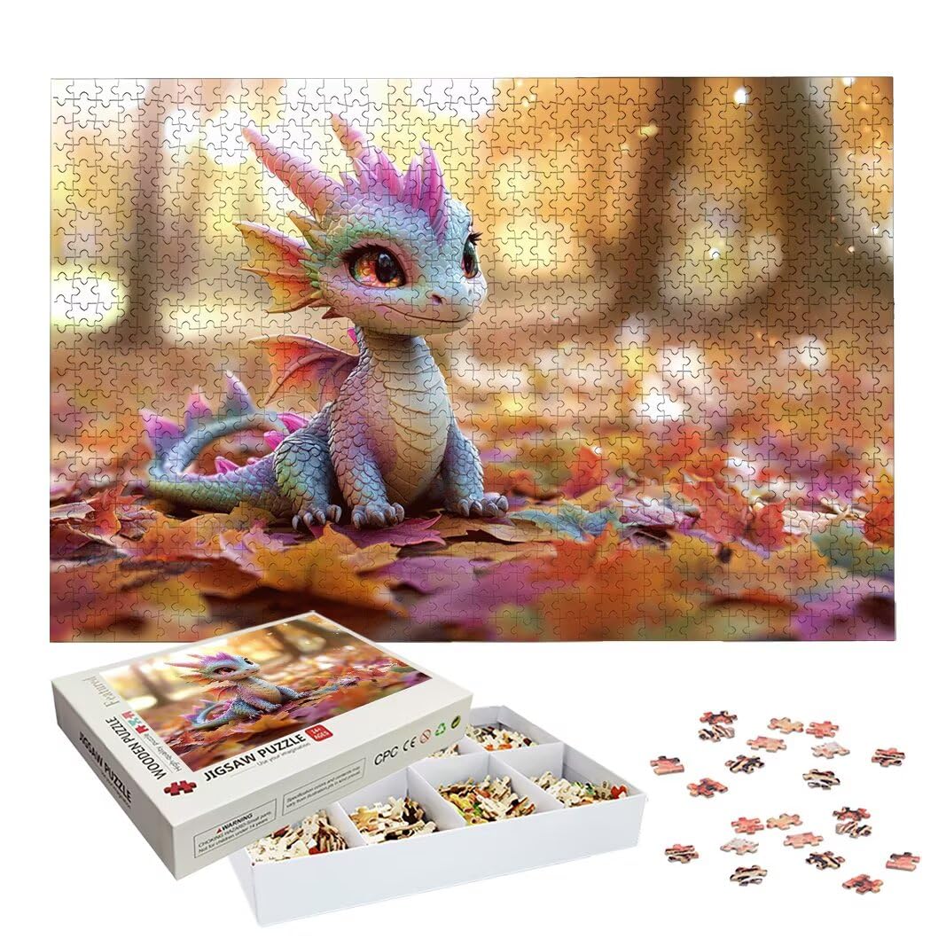 Puzzle 1000 Piezas, Puzzle Dragón de Madera para Adultos, Regalos -2182