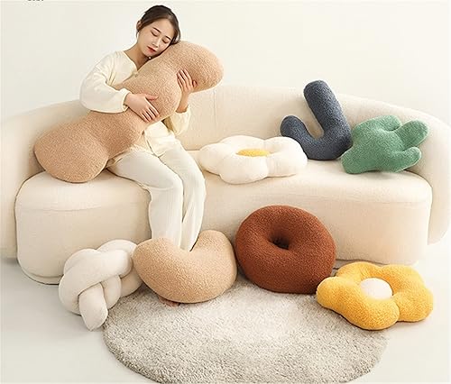 Miniatura 4 de LICHENHAO Almohada de suelo irregular con diseño de flores, cojín decorativo para sofá, almohada de lectura para automóvil (verde, 15.7 x 13.7