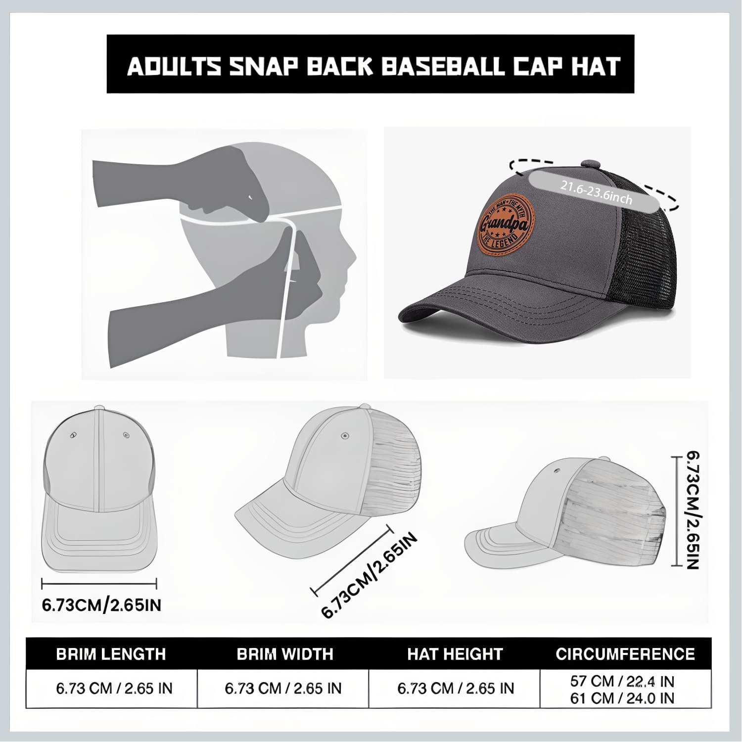 Grandpa Hat Birthday The Man They Myth The Legend Truck Hat for Men - Image 5