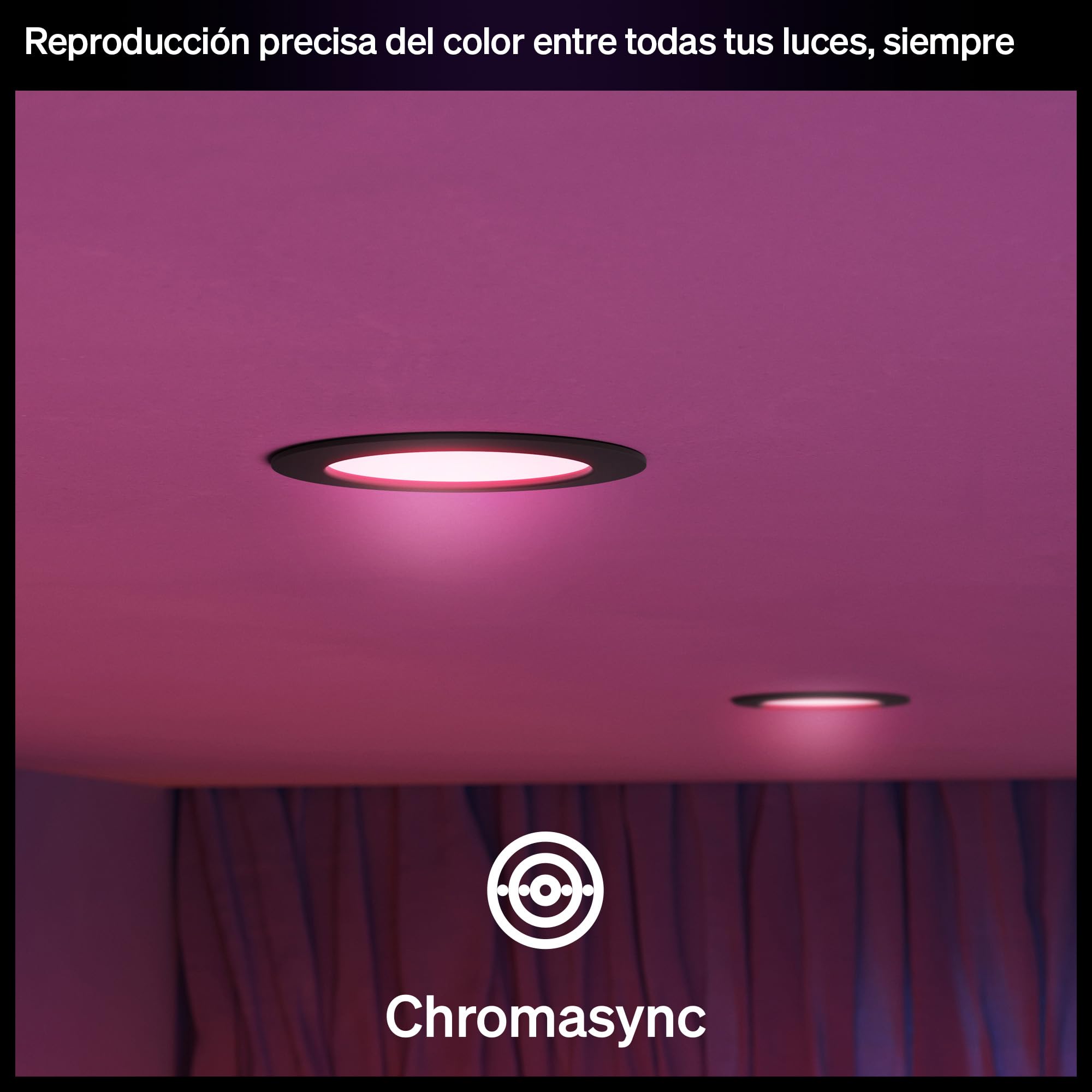 Philips Hue Slim Downlight, Plafón LED Empotrable, 1500 lm, 170 mm, Diseño Delgado, Espectro Luz de Día 1000K-20000K, Regulación Ultrabaja, Color Preciso, Iluminación Inteligente, Negro, Pack de 3