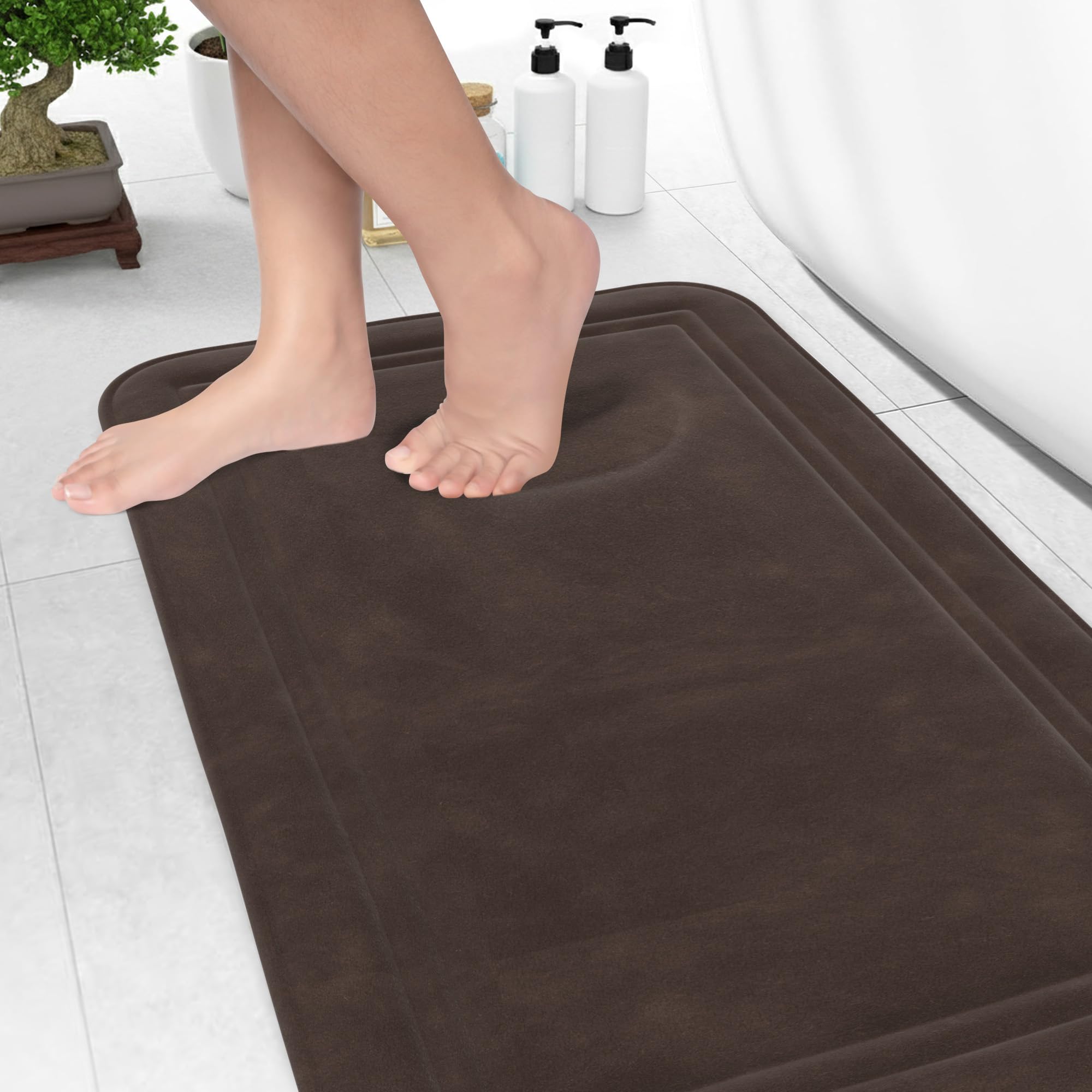 ITSOFT Memory Foam Bath Mat 31x20, Non Slip, Machine Washable, Quick Dry & Absorbent Rugs, Bath Mats for Bathroom Floor, Tub & Shower, Bathroom Rug,