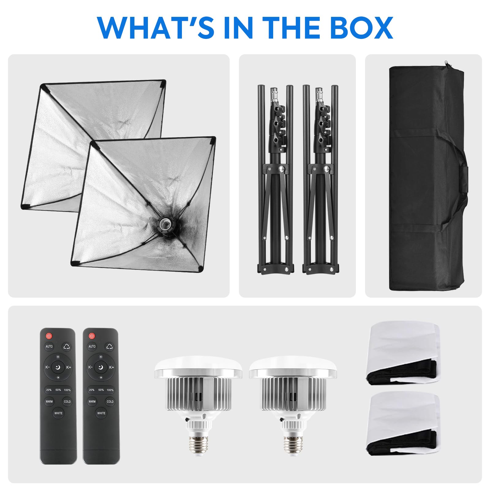Kit de iluminación de fotografía Softbox, Heorryn 85 W, luz suave continua con control remoto, bombillas LED de 2700 K-6400 K, luces de estudio regulables para transmisión en vivo, grabación de video