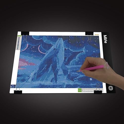 Miniatura 2 de Mlife Almohadilla de luz LED A4  Caja de luz de arte de diamante con 3 brillo, ideal para dibujar, animación, caja de luz de dibujo con 4 clips de