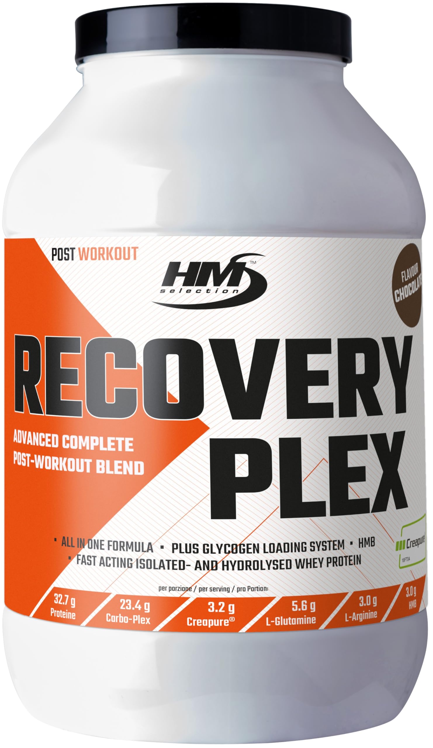 RECOVERY PLEX Cioccolato - 1800g | Preparato alimentare per bevanda, Destinato agli sportivi, Recupero energetico, Rigenerazione dopo allenamento