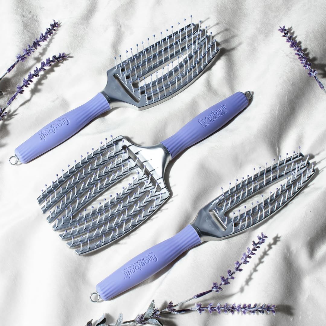 Olivia Garden Fingerbrush Curved and Vented Paddle Brush for Blow Drying - Ideal for Styling and Detangling All Hair Types - Scalp Massager Brush