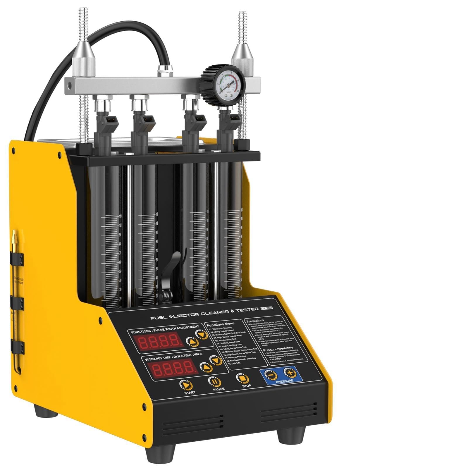 Comprobador limpiador de inyectores de combustible, máquina limpiadora de inyectores de 4 cilindros, adaptador de 3 tipos, 3 funciones de limpieza y 9 funciones de prueba para automóviles y