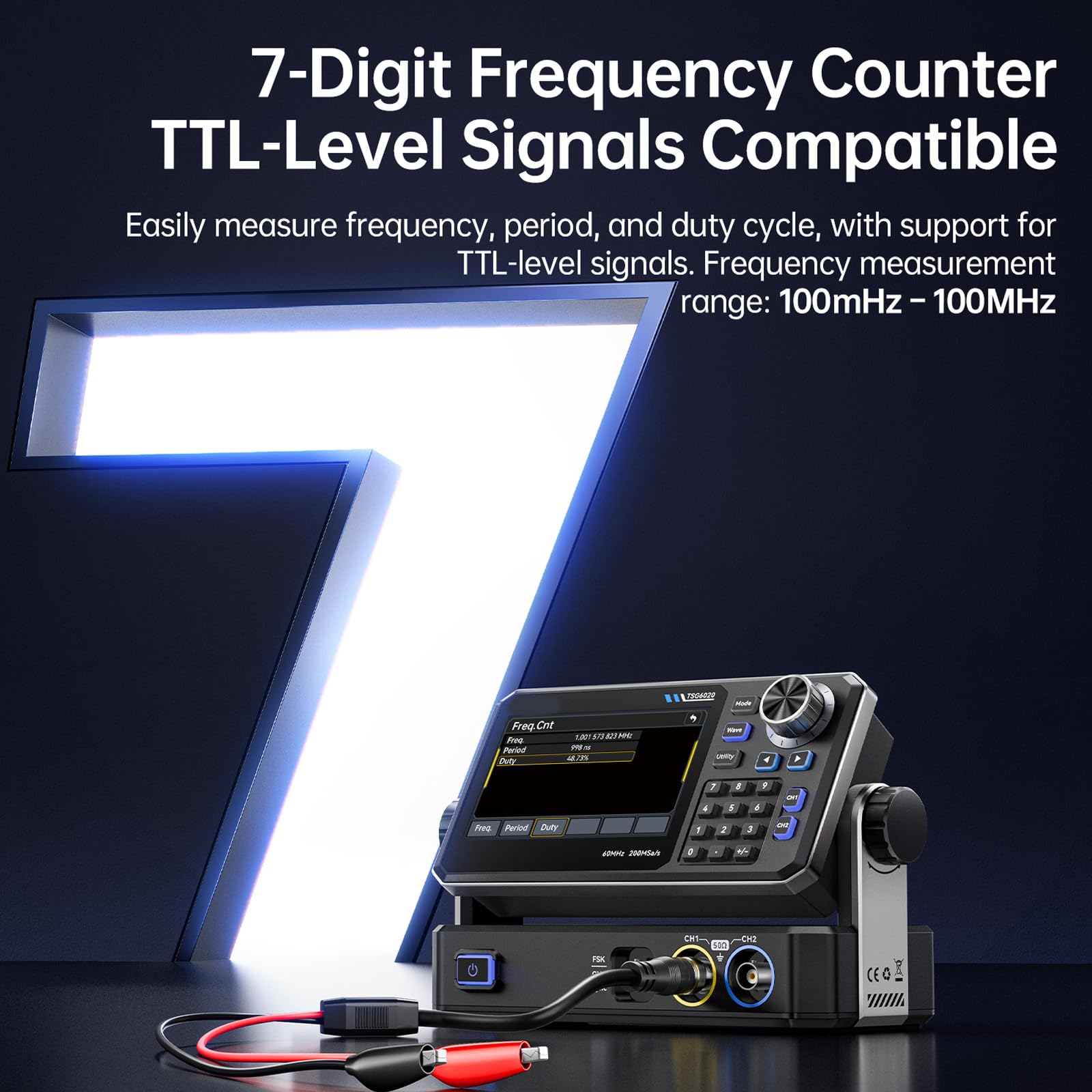 TSG6020 TSG3020 30/60MHz Funzione Doppio Canale Generatore di Segnali 200MSa/s 14 Bit 4.3" Touch Display per Funzione di Test Elettronico