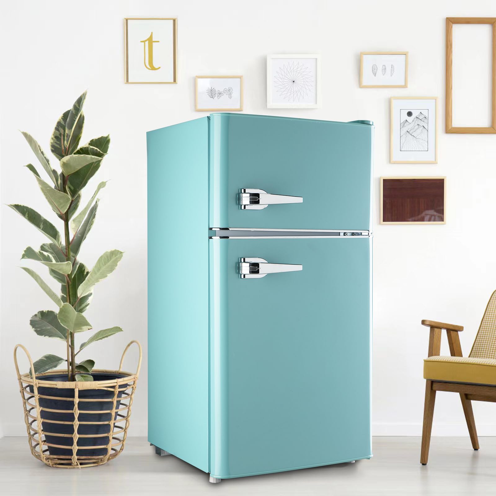 WANAI Compact Refrigerator 3.5cu.Ft Classic Retro 2 Door Mini Fridge Adjustable Remove Glass Shelves Suitable For Dorm Garage And Office on Fridge.com - View 6