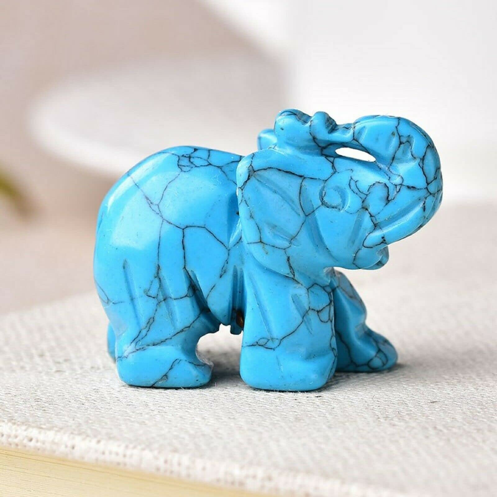 Figura de Elefante de Jade Tallada Hecha a Mano, Piedra Preciosa de Cristal Natural, Adornos de Buena Suerte, Color Turquesa ZFUGEDRLI