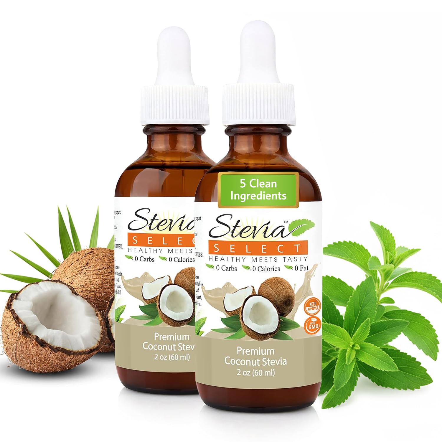 Stevia Select Coconut Pure Stevia Extract - Zero Calorie Sweetener - All Natural Liquid Stevia Extract - Keto Sugar Liquid - Keto Sweetener & Sugar