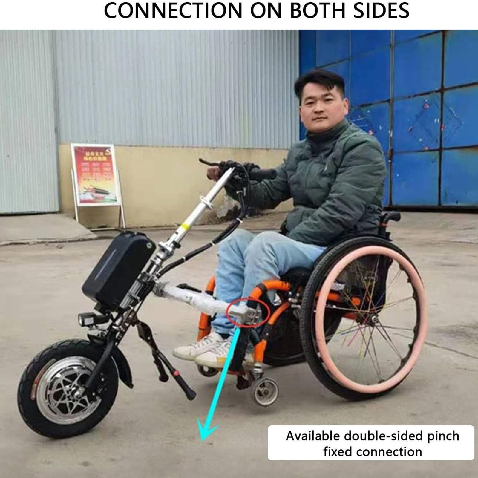 Handbike elettrica per Sedia a rotelle - Autonomia di 65 km, 3 velocità, Ruote da 12 Pollici per Una Maggiore Mobilità