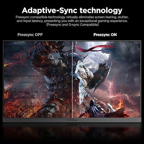 Miniatura 4 de KOORUI Monitor de juego de 24.5 pulgadas, FHD 1080P 144Hz180Hz, Monitor de computadora sin marco, VA 1ms, sRGB 99%, Sincronización adaptativa, VESA,