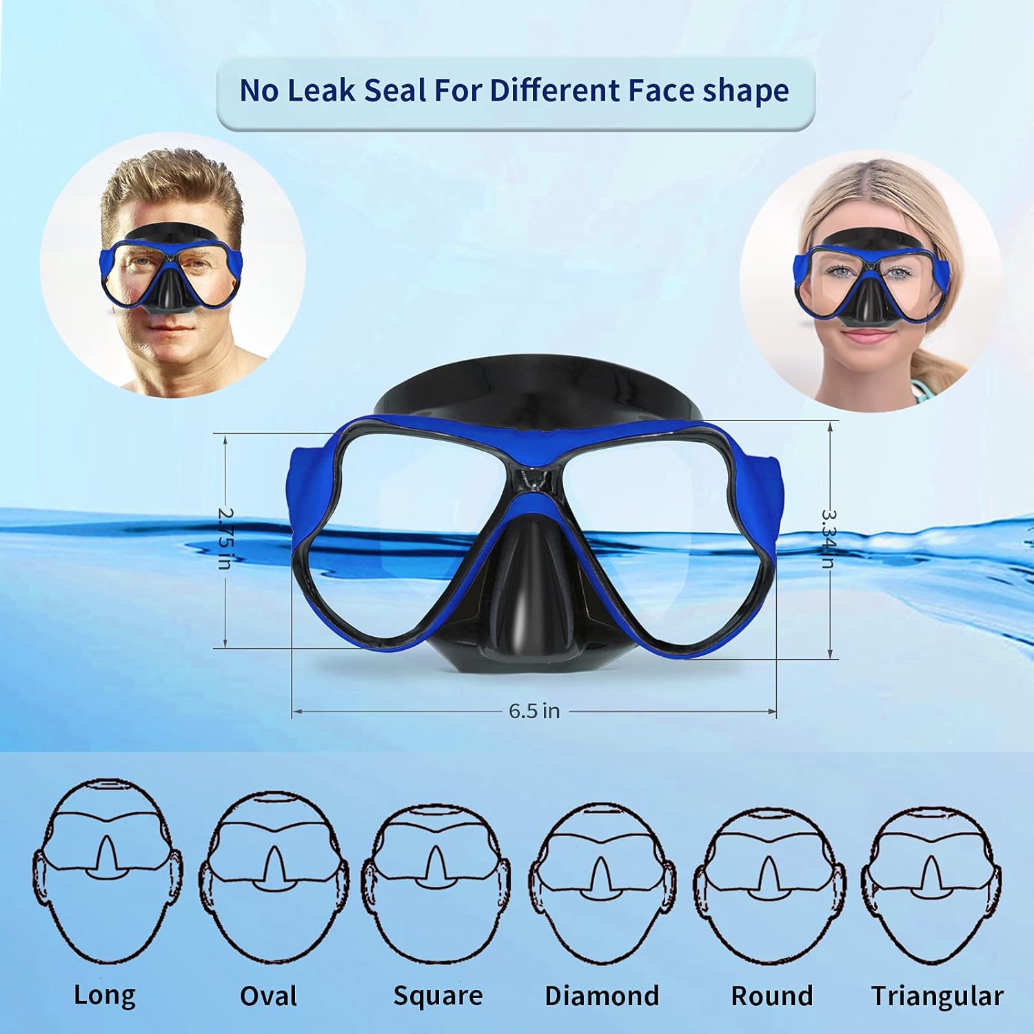 Craftend Diving Mask,Matte Finish,Anti-Fog Tempered Glass Lens Snorkeling Dive Mask,Premium Scuba Mask with Nose Cover for Snorkeling,Freediving,Swimming Matte Blue : Sports & Outdoors