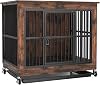 98cm Extra Tall Dog Crate Furniture, Large Wooden Dog Kennel with Removable Top, Indoor Side Table Heavy Duty Pet House, for Medium Large Dogs, with Pull-Out Tray, 98 x 67 x 89 cm, Walnut Brown