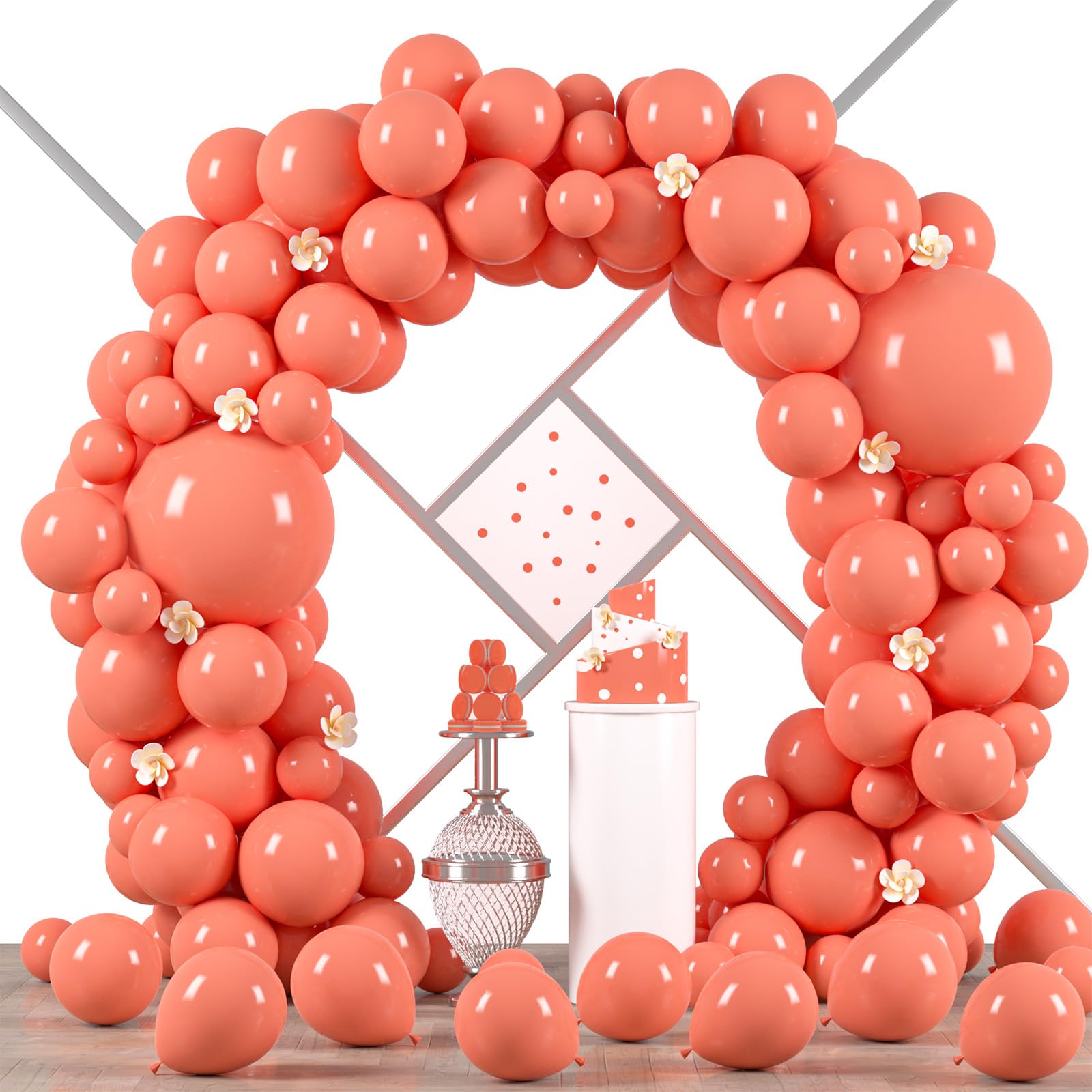 Voircoloria 90pcs Coral Red Balloons Garland Arch Kit, 18 12 10 5 Inch