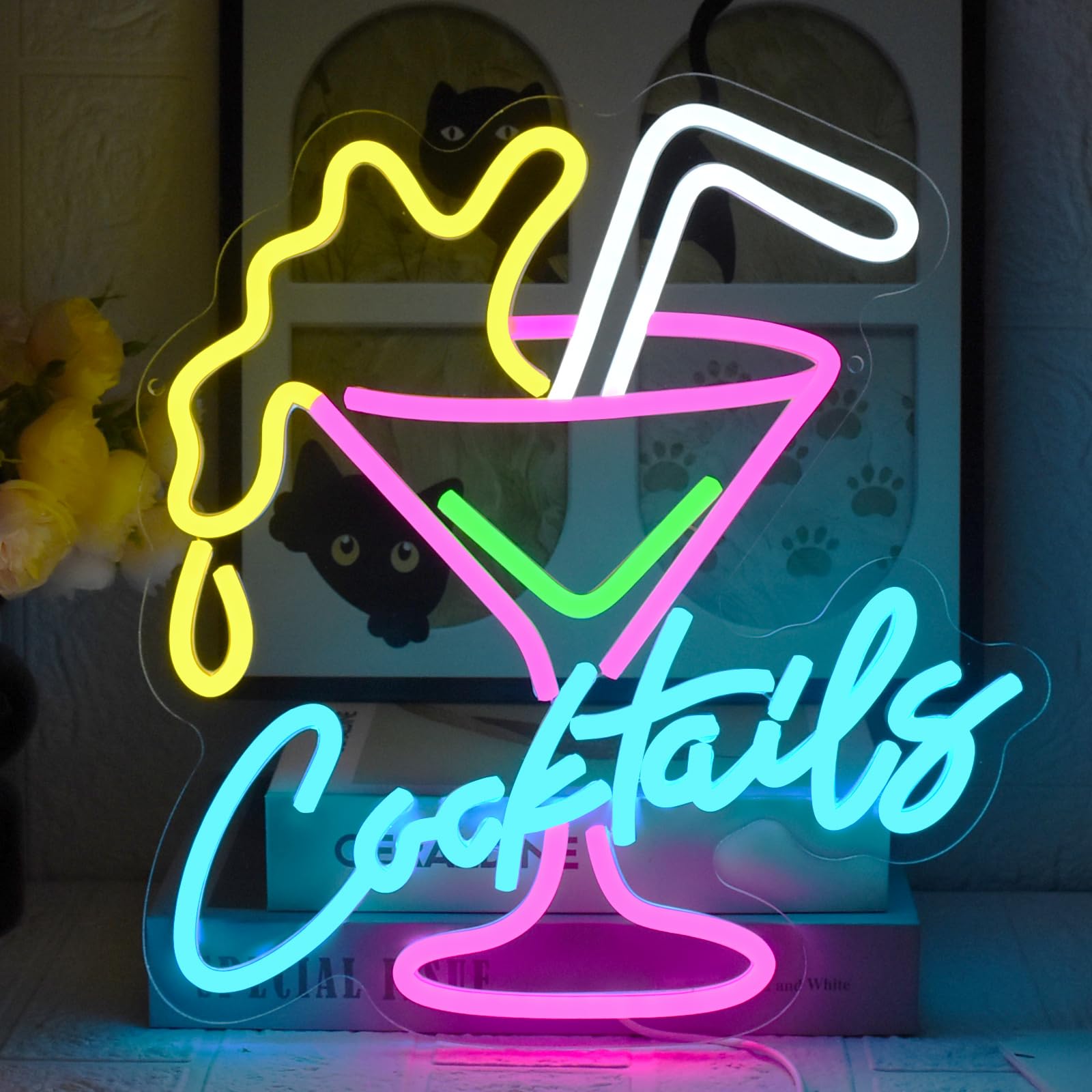 UExnkj-Y Cocktail Neon Sign Cocktails Neon Bar Light Sign LED Dimmable Neon Bar Lights Sign for Bedroom Shop Window Hotel Home Bar Club