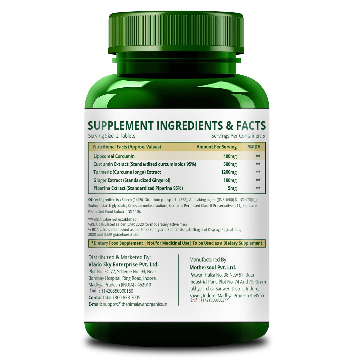 Vlado's Himalayan Organics Curcumin - 10 Veg Tablets With Blackpepper and 95% Curcuminoids with Turmeric, Ginger I Anti inflammatory Curcumin Supplement - Joint Support Supplement for Men & Women — Amazon image 3