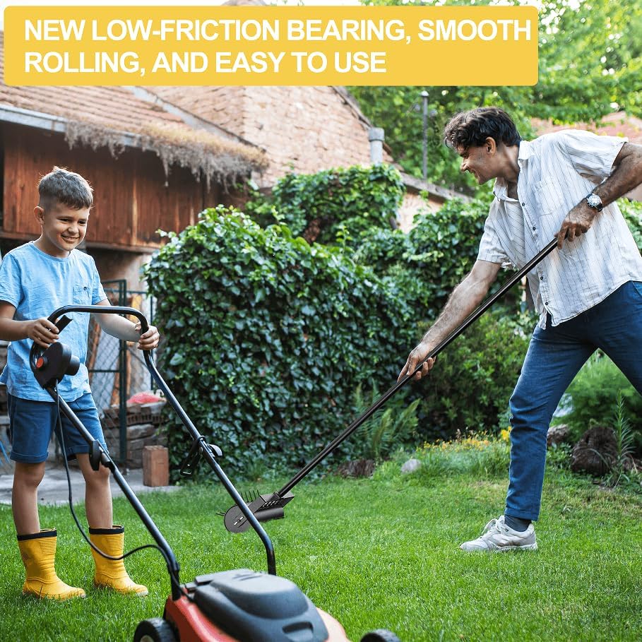 Miniatura 4 de Aireador de césped de 18 pulgadas, herramienta de césped con ruedas, herramienta aireadora de césped resistente, aireador de césped y herramientas