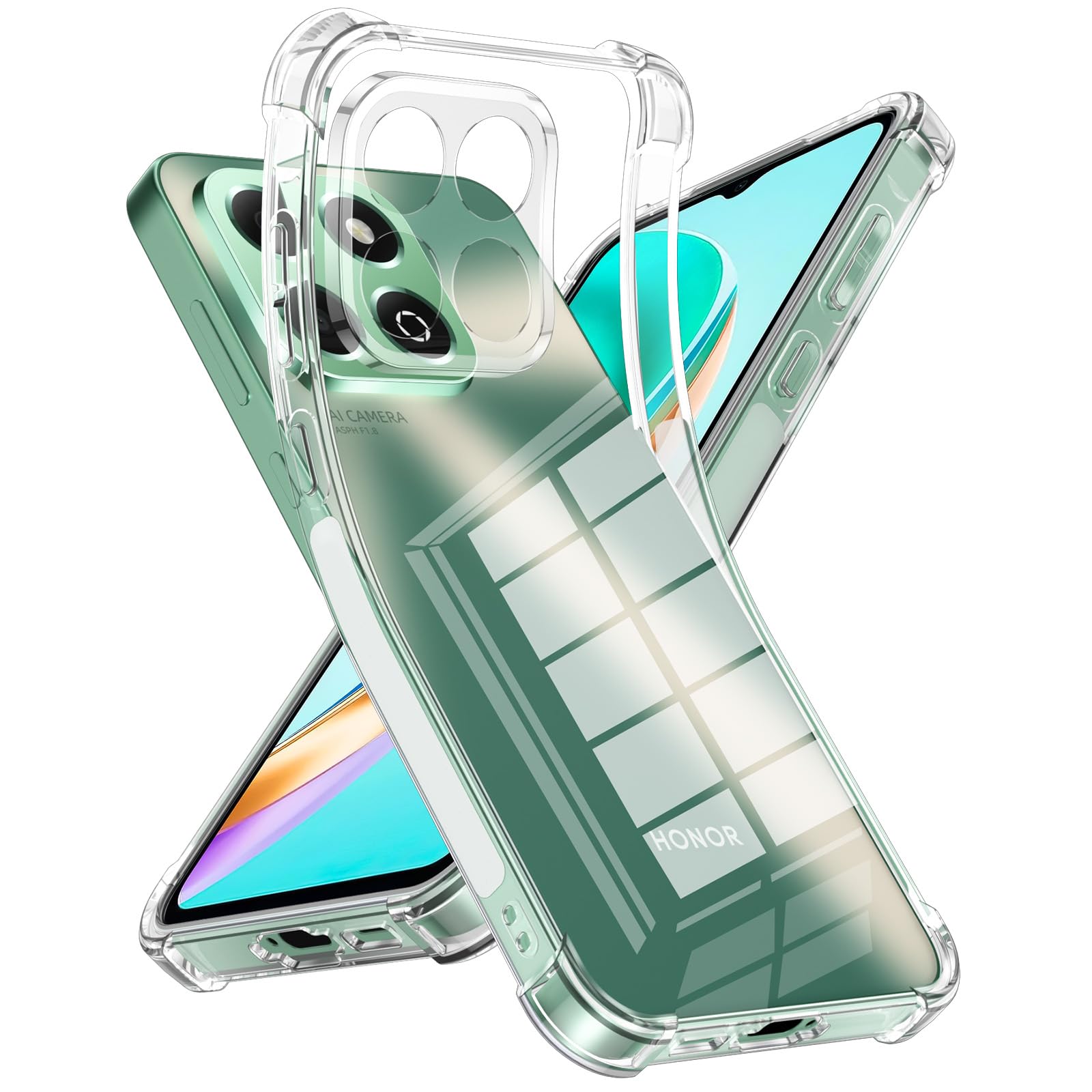 Custodia Per Honor X6 (6.5") In Silicone Trasparente Morbido TPU, Cover Ultrasottile Antiurto Con Design Fiori Di Peonia - 2