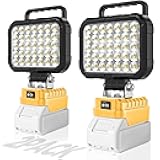 2 Pack 10000 Lumen 35 LED Work Light Compatible with Dewalt 20V Max Battery, 78W Cordless Jobsite Flood Light with Dual USB-A Charging Ports, Bright Portable Outdoor Flashlight (Battery Not Included)