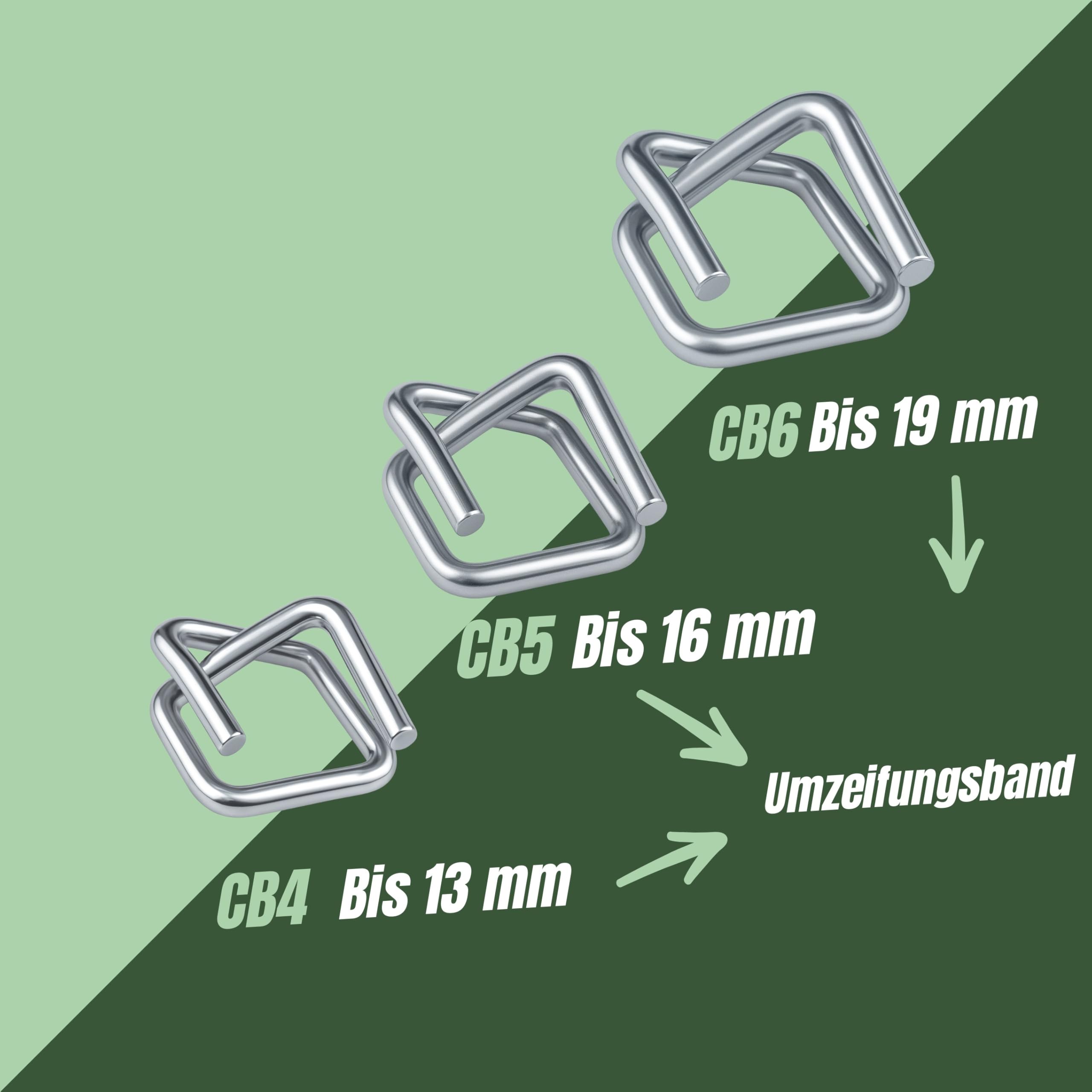 1000 Stück CB5 Draht Verschlussklemmen 16mm aus Metall für PP/PET/Textilband