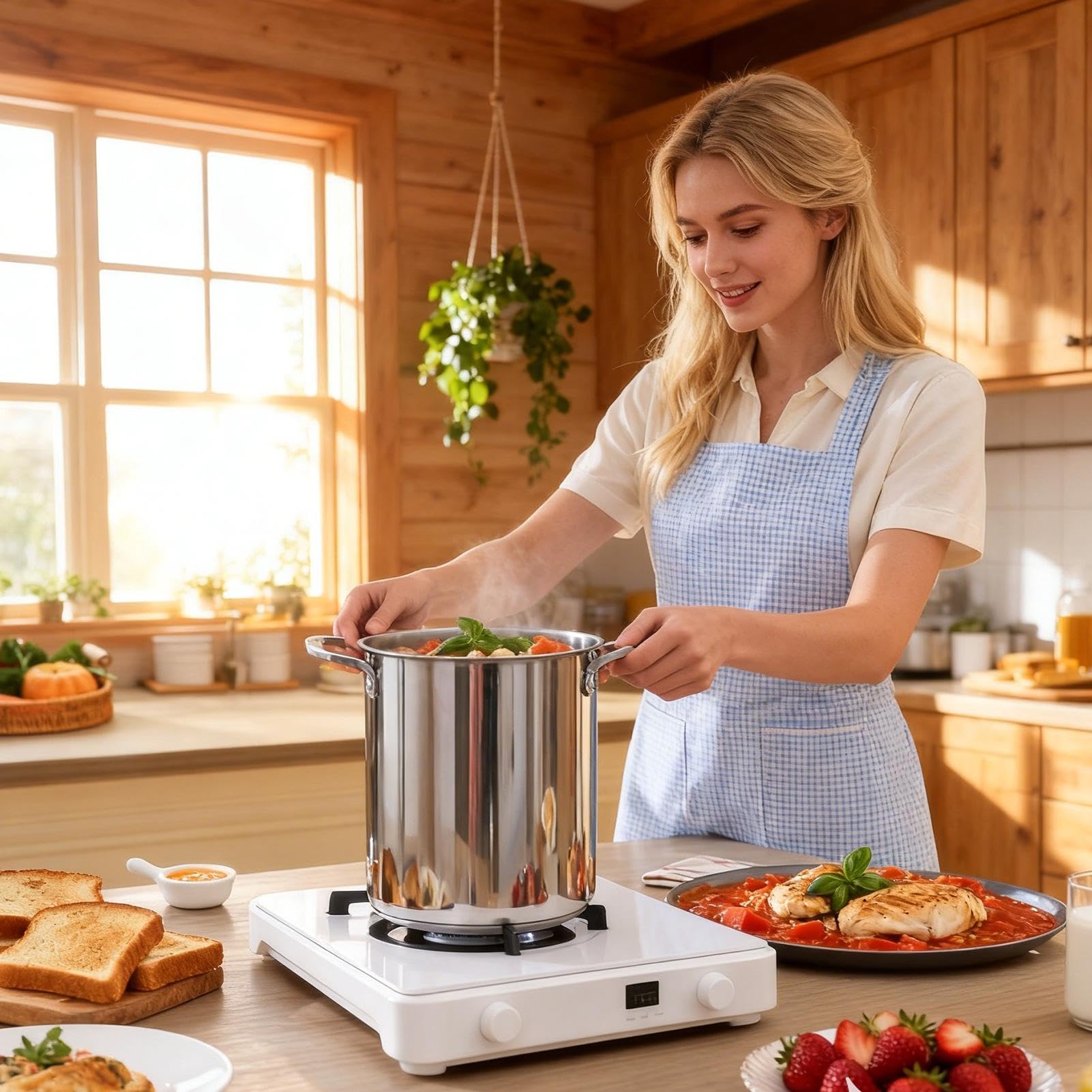 Pentola Pasta in Acciaio Inossidabile Friggitrice Da 4 L | Casseruola Domestica Con Coperchio per Cuochi Chef Preparazione Pasti Feste Formali Appartamenti Ristorante
