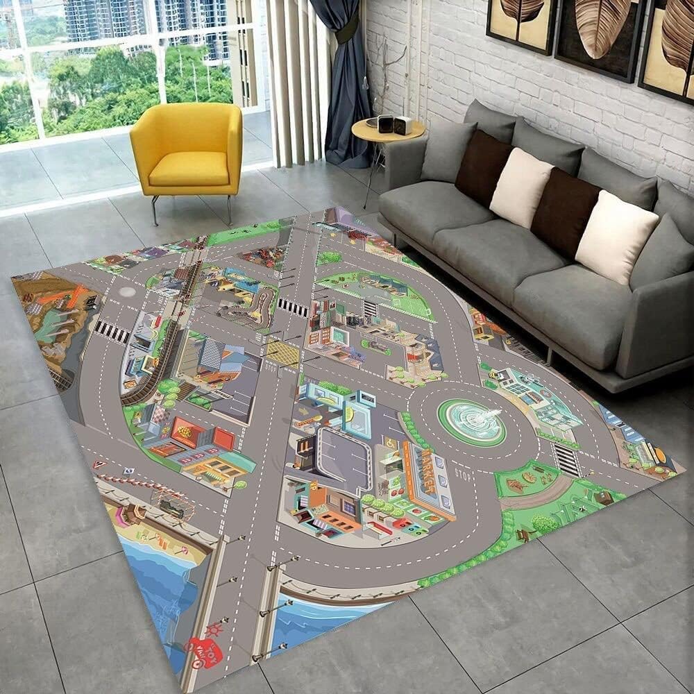Kids Rug Play Mat for Playing Toy Car,Play Rug Road Rugs for Kids Cars